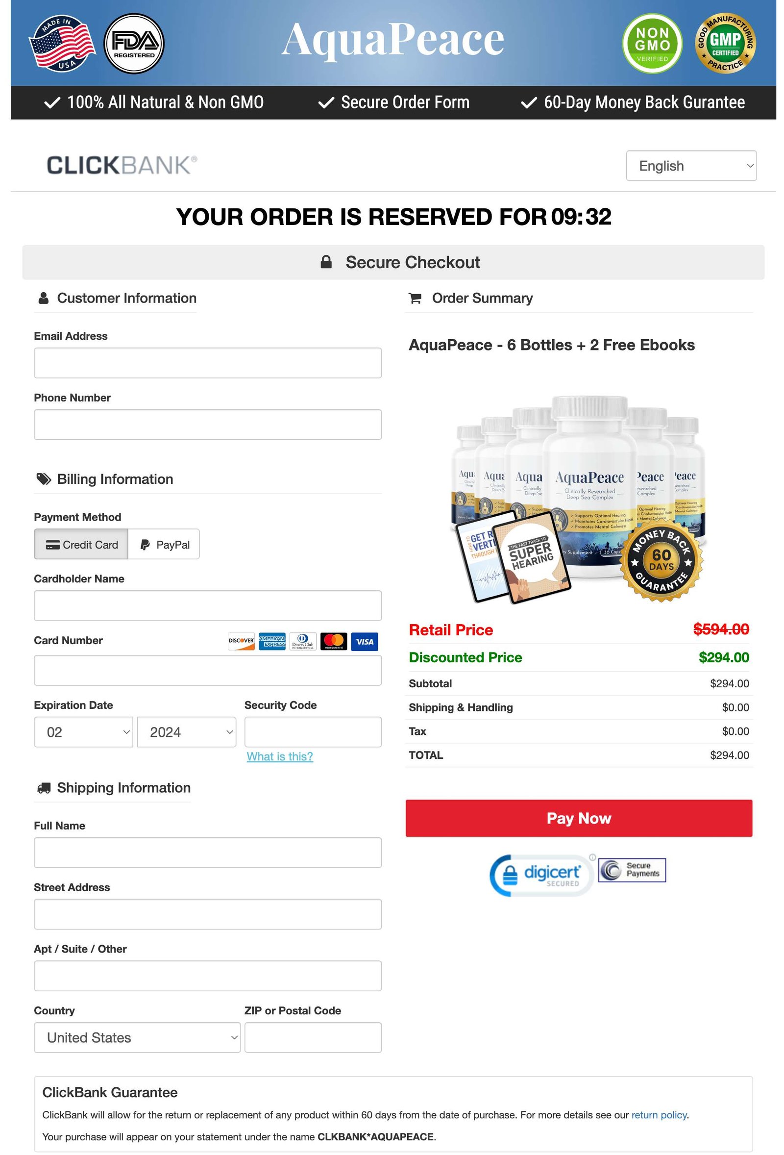 AquaPeace - Order Page